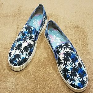 Juicy Couture palm tree print slip-on shoes